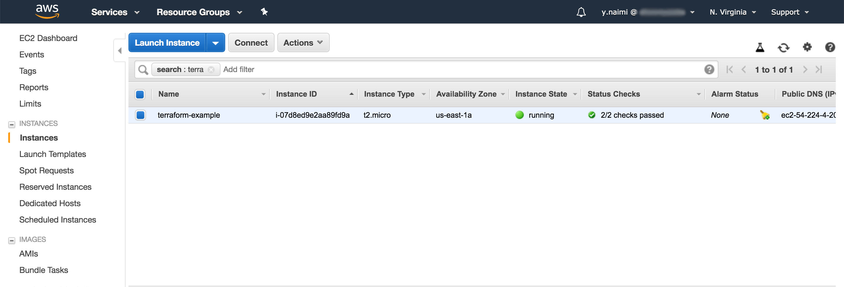 EC2 console